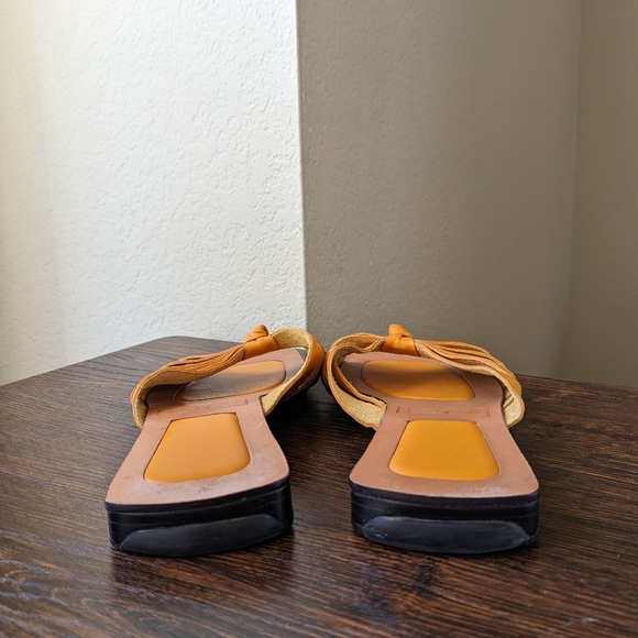 Cole Haan Yellow Leather Knot Square Open Toe Slide Flats Sandals - Picture 6 of 8